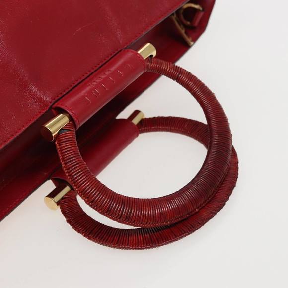CELINE Hand Bag Leather 2way Red Auth yk13083 - Picture 7 of 16